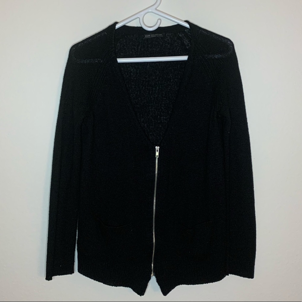 Zip up cardigan.